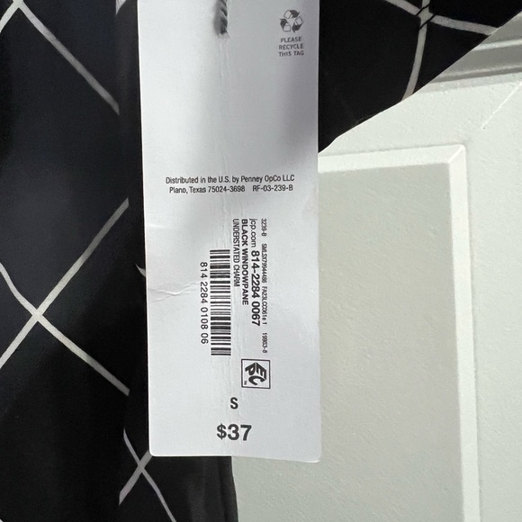 NWT! Women’s S Liz Claiborne Asymmetrical Black and White Grid Pattern Top - Picture 5 of 6